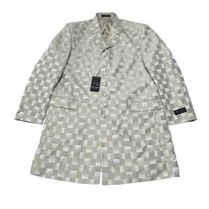 Vintage Vittorio St. Angelo Men's Shimmery Green Smoking Jacket Maxi Coat Visual